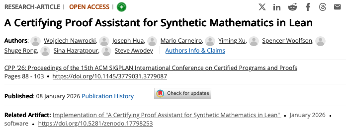 A Certifying Proof Assistant for Synthetic Mathematics in Lean
